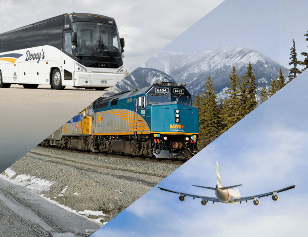 Charter bus travel compared to travelling by train and travelling by plane