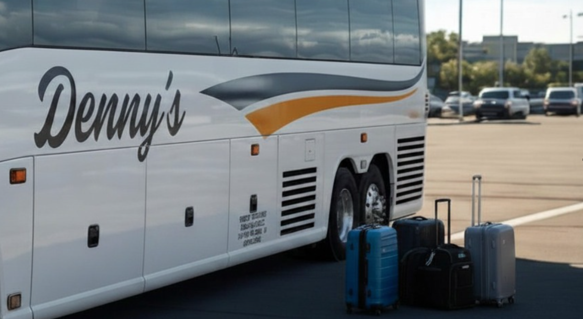 Airport luggage from people using airport shuttle services from Denny’s Bus Lines